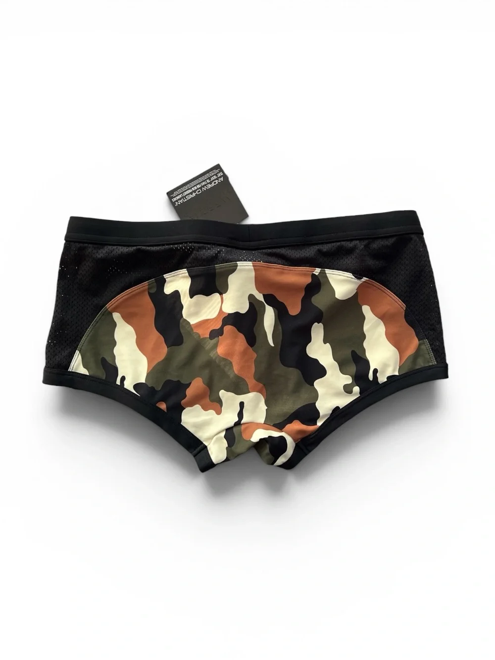 Andrew Christian Square Cut Brief Swim Trunk Camouflage Size L NWT - Picture 3 of 4